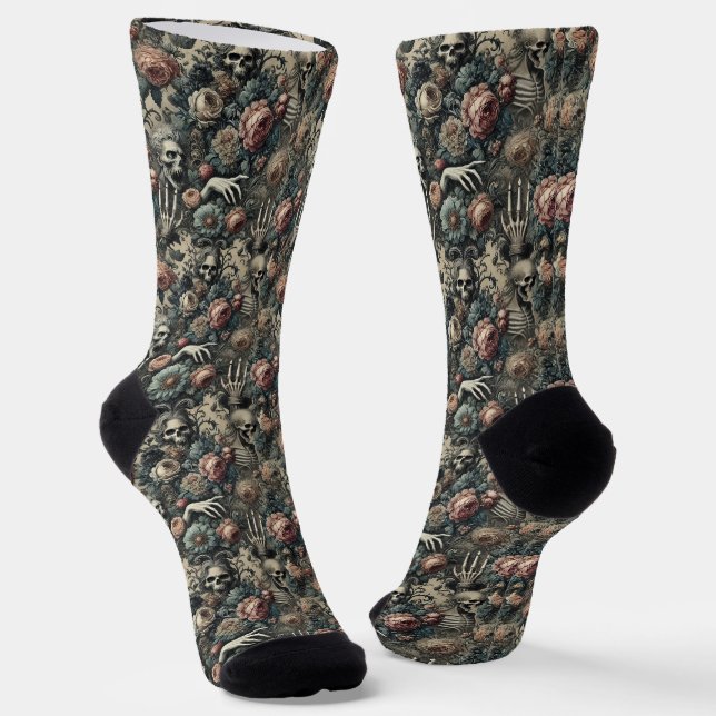 The Ghoul’s Gambit – Gothic Victorian Tapestry Socks (Angled)