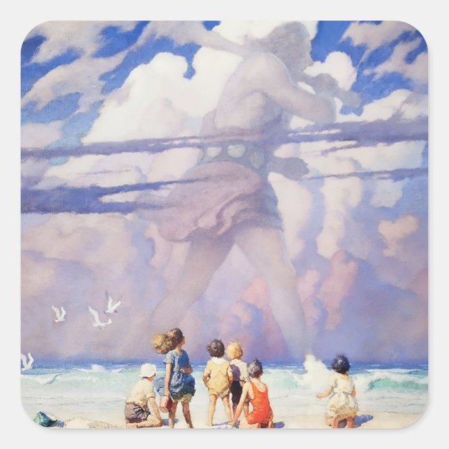 “The Giant” Fairy Art by NC Wyeth Square Sticker (Front)