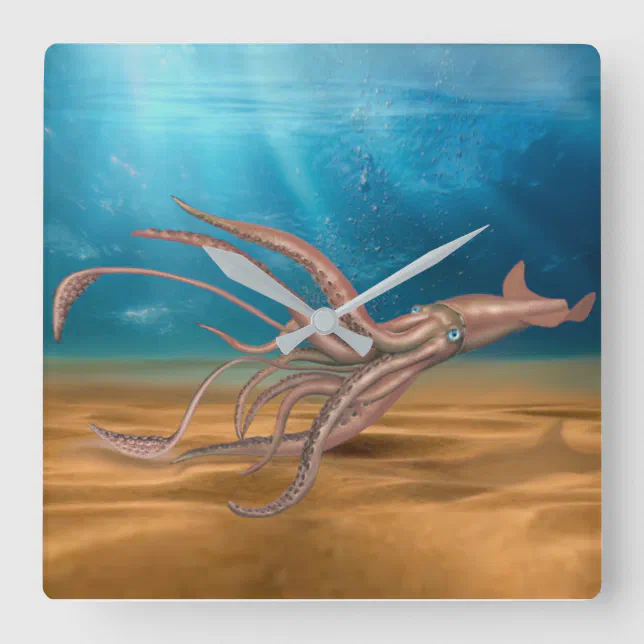 THE GIANT SQUID SQUARE WALL CLOCK | Zazzle