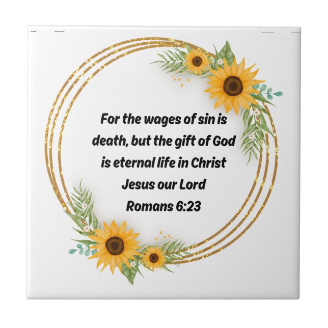 The Gift of Grace Romans 6:23 Ceramic Tile (Front)