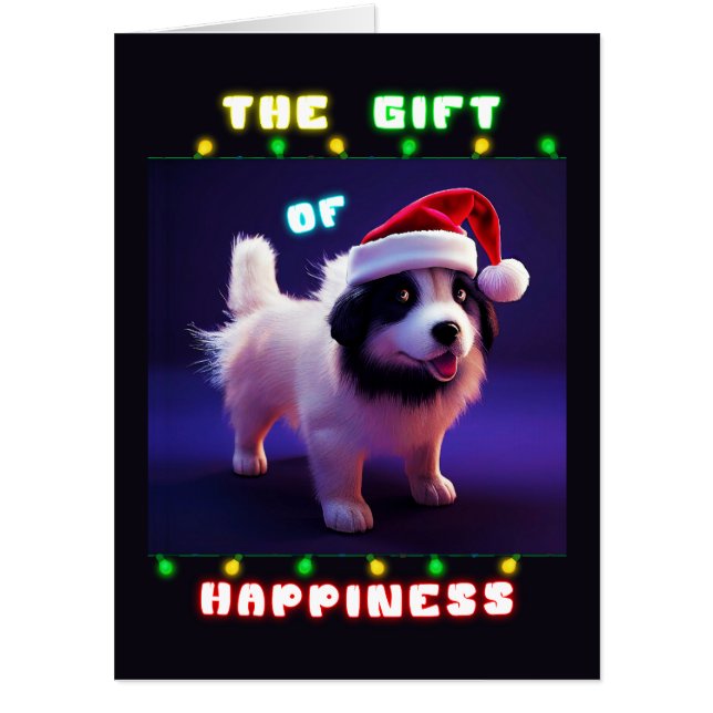 The Gift Of Happiness Puppy 25 December Christmas Card (Front)