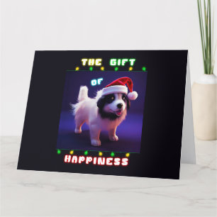 The Gift Of Happiness Puppy 25 December Christmas Letterpress Thank You Card