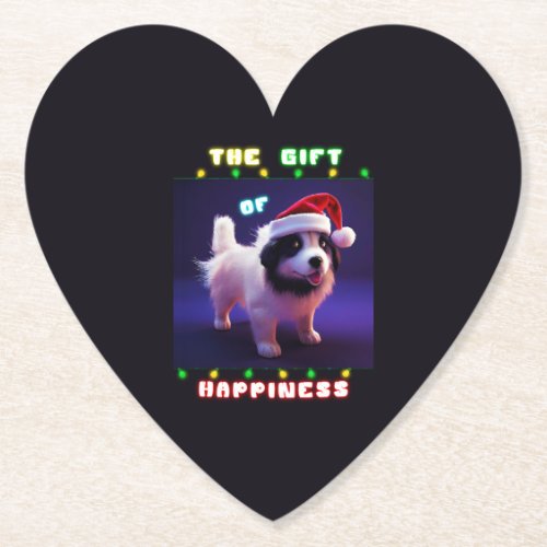 The Gift Of Happiness Puppy 25 December Christmas Paper Coaster