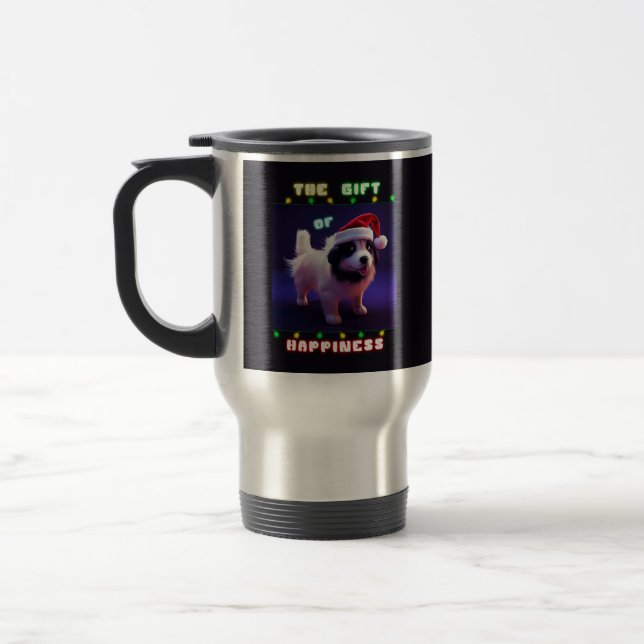 The Gift Of Happiness Puppy 25 December Christmas Travel Mug (Left)