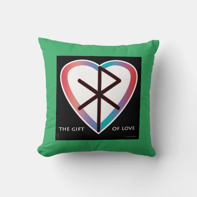 The Gift of Love Bindrune Pillow (Front)