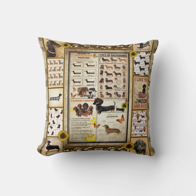 The Gifts For Dachshund Dog Lovers Throw Pillow (Front)