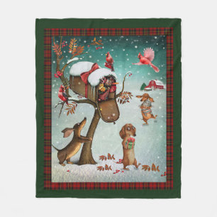 The Gifts For Dachshund Dogs For Merry Christmas Fleece Blanket