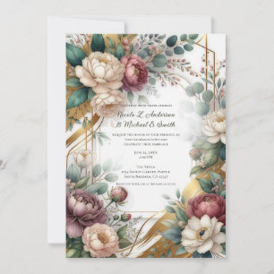 The Gilded Secret Garden Floral Glam Wedding  Invitation