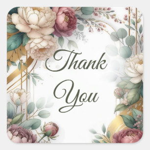 The Gilded Secret Garden Floral Glam Wedding Square Sticker