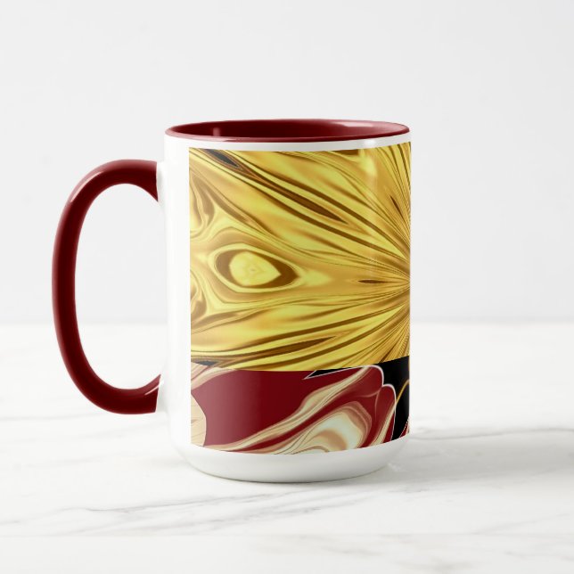 The Gilded Zenith: Molten Gold & Deep Crimson Luxu Mug (Left)