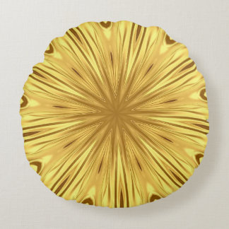 The Gilded Zenith: Molten Gold & Deep Crimson Luxu Round Pillow