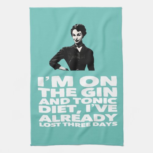 the Gin and Tonic Diet vintage lady Kitchen Towel