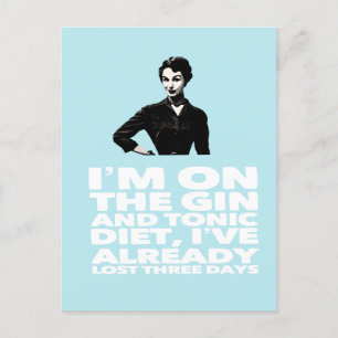 the Gin and Tonic Diet vintage lady Postcard