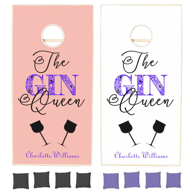The Gin Queen Pink White Cornhole Set (Set)