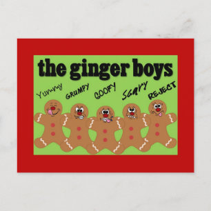 "The Ginger Boys" Gingerbread Man Boy Band Postcard