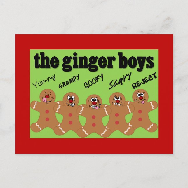 "The Ginger Boys" Gingerbread Man Boy Band Postcard (Front)