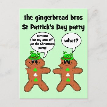 The Gingerbread Bros St Patrick's Day Party Postcard by holidaysboutique at Zazzle