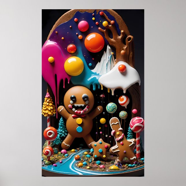 The Gingerbread Glutton - Ken Gage Surreal Art Poster (Front)