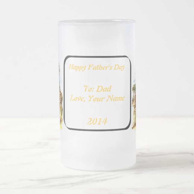 The Giraffe Family - Frosted Glass Beer Mug (Center)