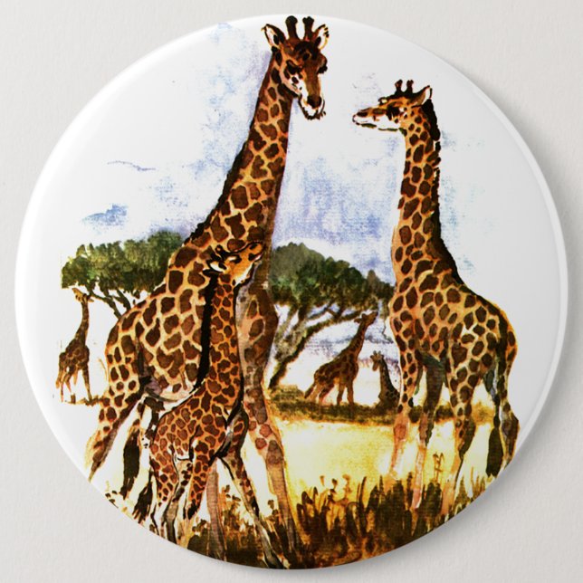 The Giraffe Family - Pinback Button (Front)