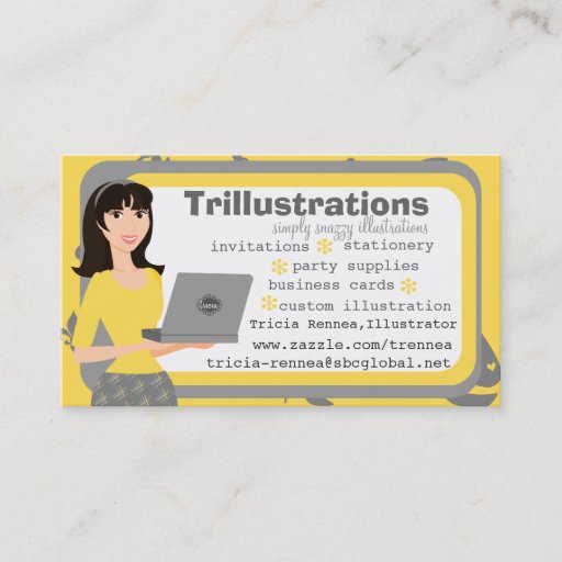 Customizable The Girl and her Laptop Business Card Template