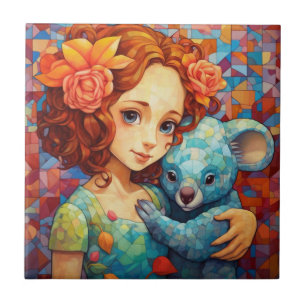 The girl and koala ceramic tile