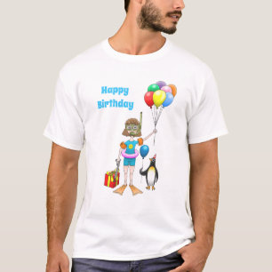 The girl and the penguin with balloons T-Shirt