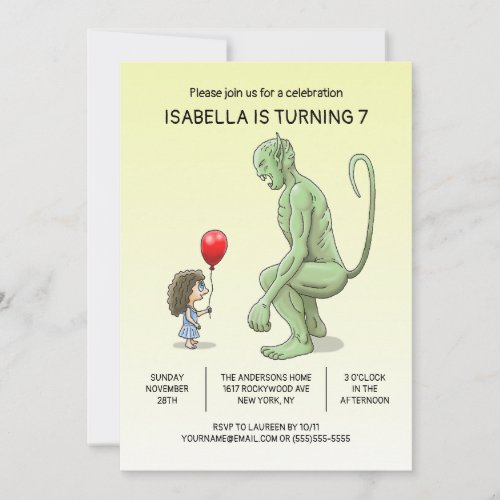 The Girl and Troll Birthday Invitation