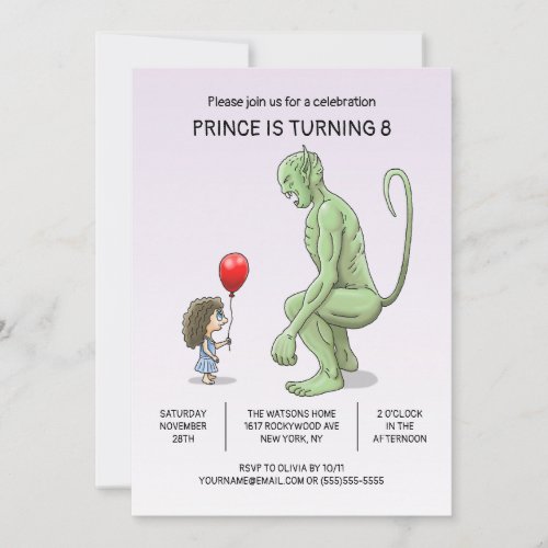 The Girl and Troll Birthday Invitation