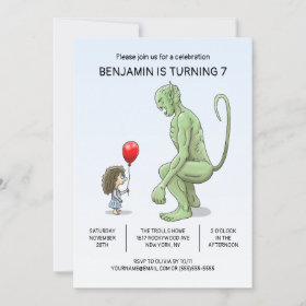 The Girl and Troll Birthday Invitation