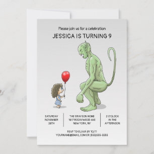 The Girl and Troll Birthday Invitation