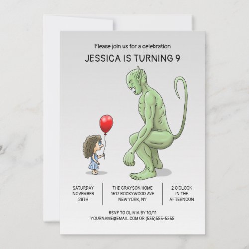 The Girl and Troll Birthday Invitation