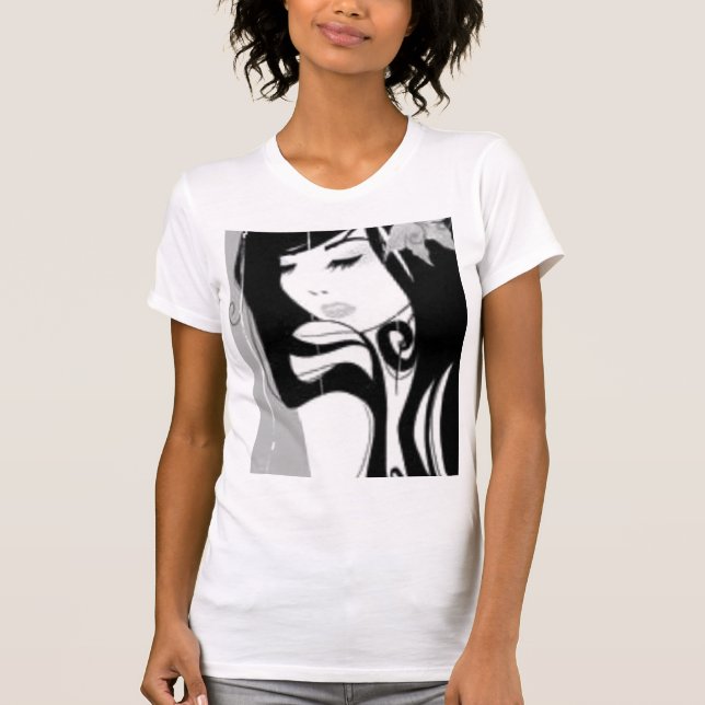 the girl black and white T-Shirt (Front)