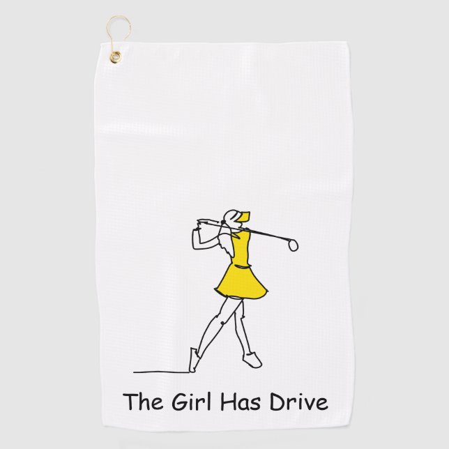 The girl has drive, golf towel (Front)