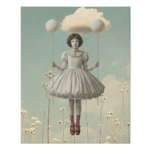 The Girl & Her Cloud   Surreal Storybook Faux Canvas Print