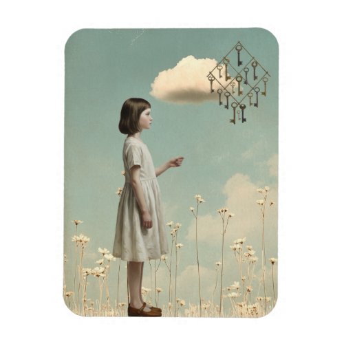 The Girl & Her Key Kite | Surreal Storybook Magnet