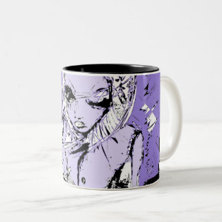 the girl looking  Two-Tone coffee mug