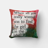 The Girl On The Bike Throw Pillow