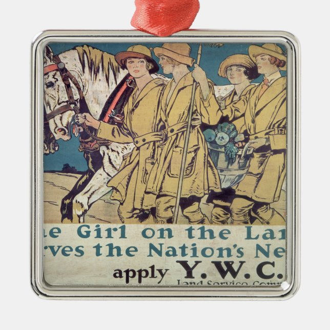 The Girl on the Land Serves the Nation's Need Metal Ornament (Front)