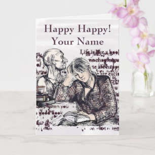 The girl reading a book card