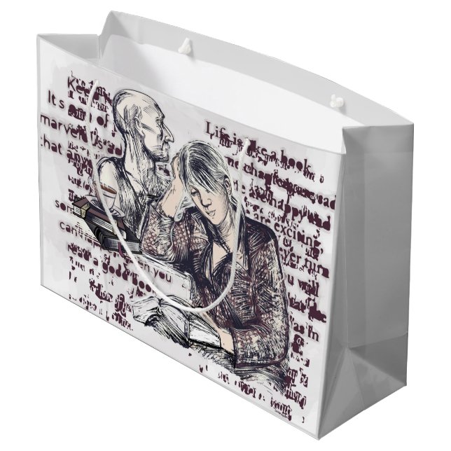 The girl reading a book large gift bag (Back Angled)