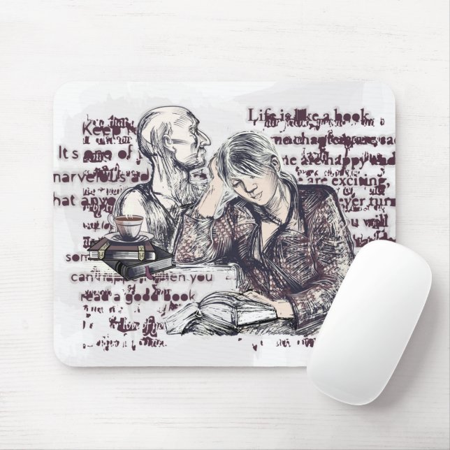 The girl reading a book mouse pad (With Mouse)