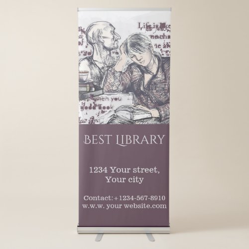 The girl reading a book retractable banner