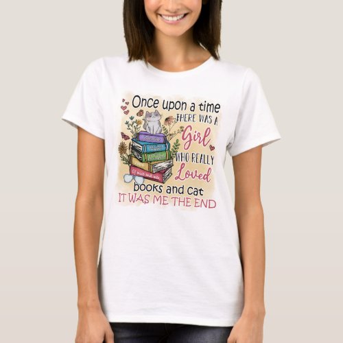 The girl who loved books and cat T_Shirt