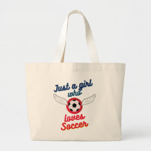 The girl who loves soccer large tote bag