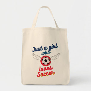 The girl who loves soccer tote bag