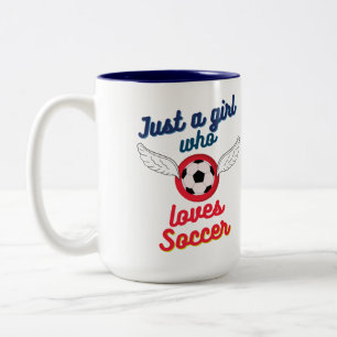The girl who loves soccer Two-Tone coffee mug