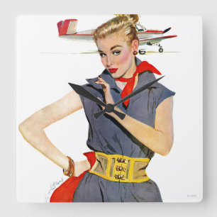 The Girl Who Stole Airplanes Square Wall Clock