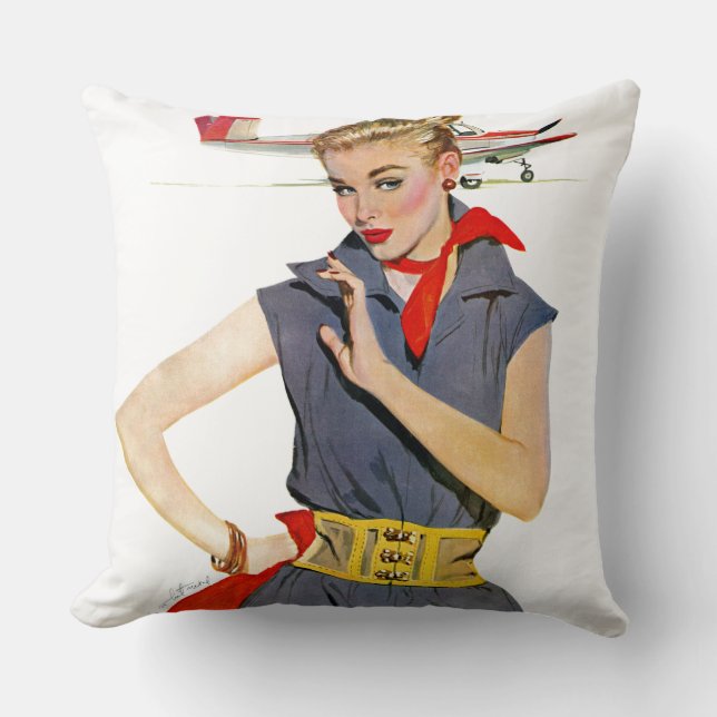 The Girl Who Stole Airplanes Throw Pillow (Front)