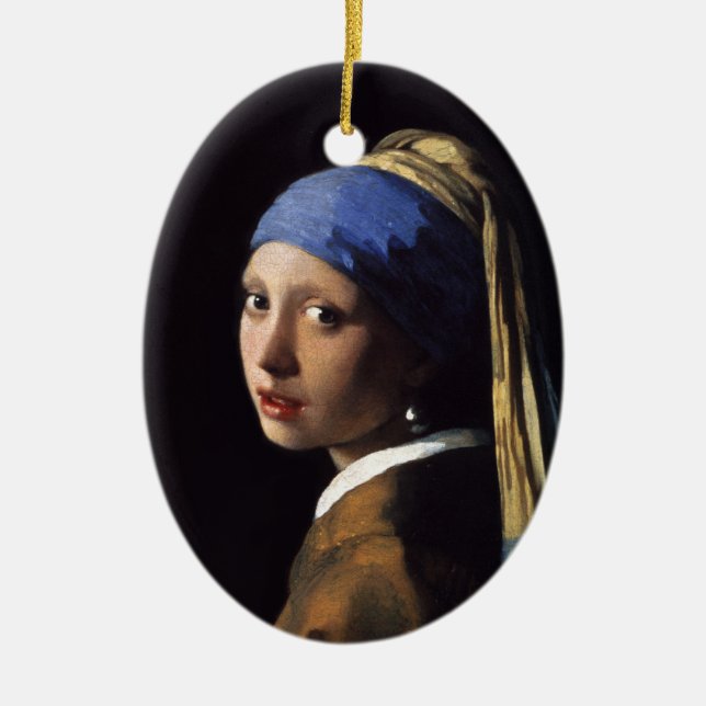 The Girl With A Pearl Earring by Johannes Vermeer Ceramic Ornament (Front)